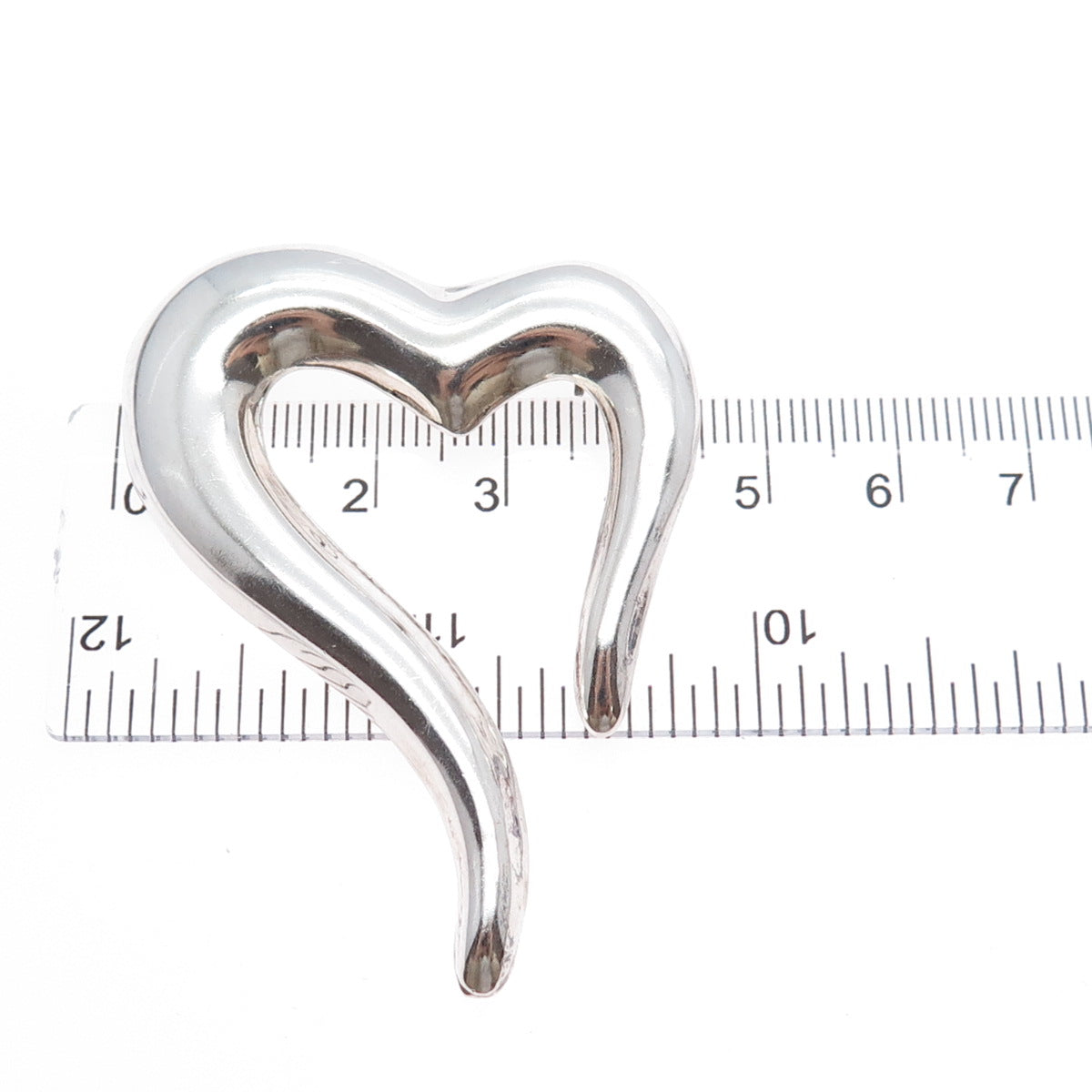 BOMA 925 Sterling Silver Vintage Modernist Heart Pin Brooch