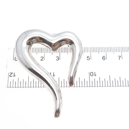 BOMA 925 Sterling Silver Vintage Modernist Heart Pin Brooch