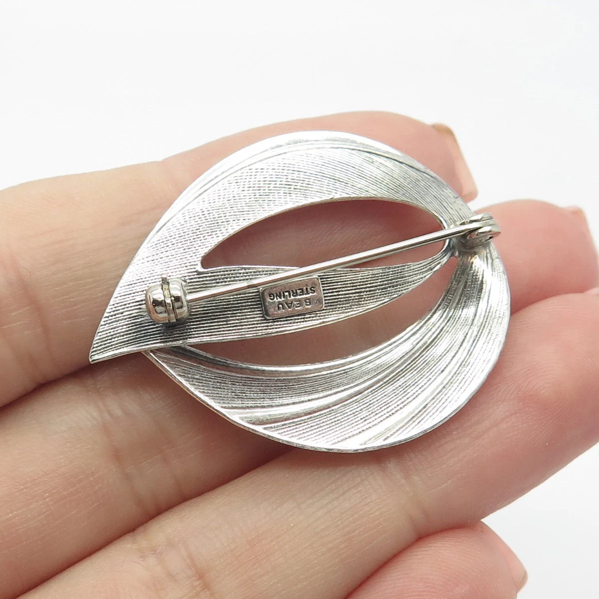 925 Sterling Silver Vintage Beau Modernist Pin Brooch