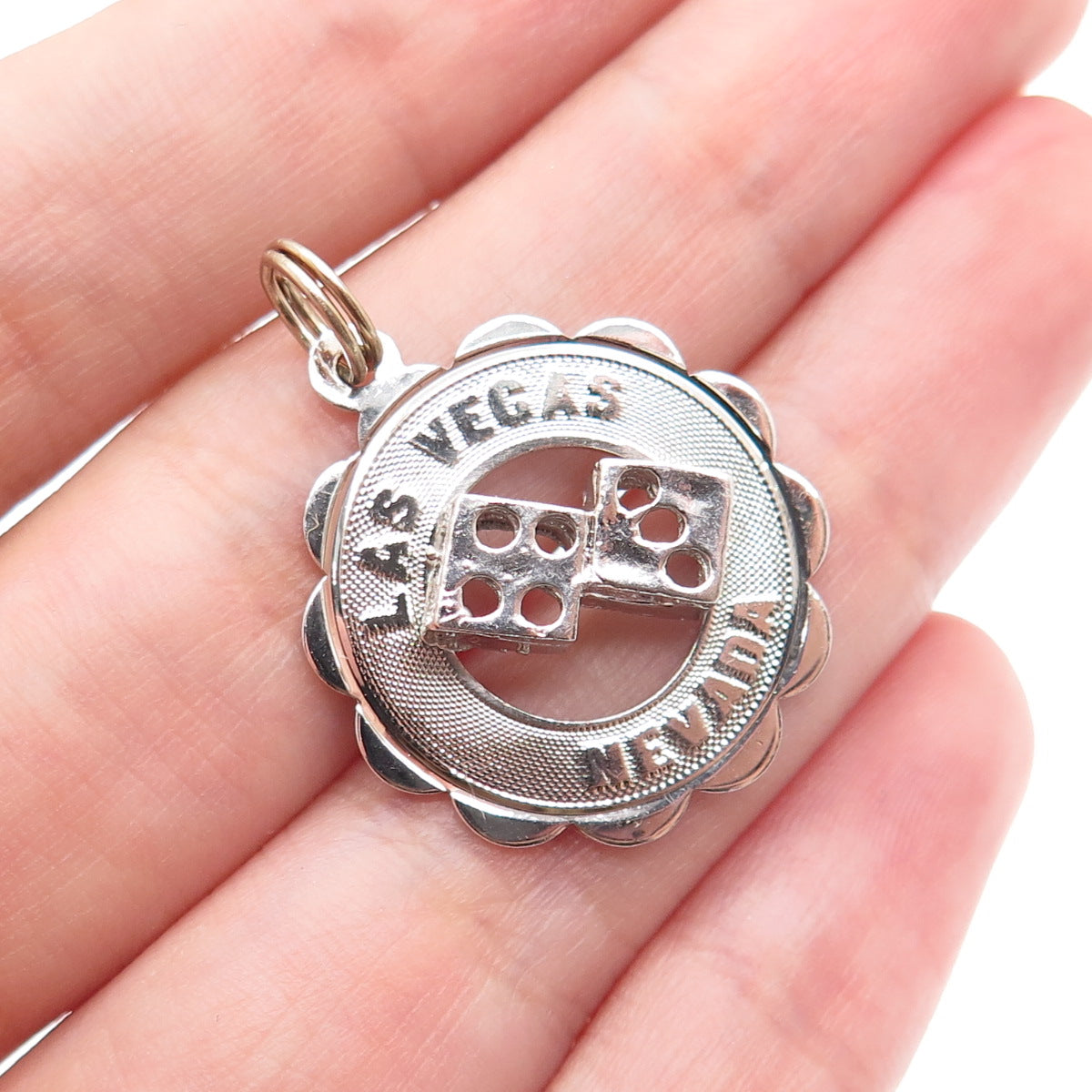 SASCO 925 Sterling Silver Vintage Las Vegas Nevada Lucky Dices Charm Pendant