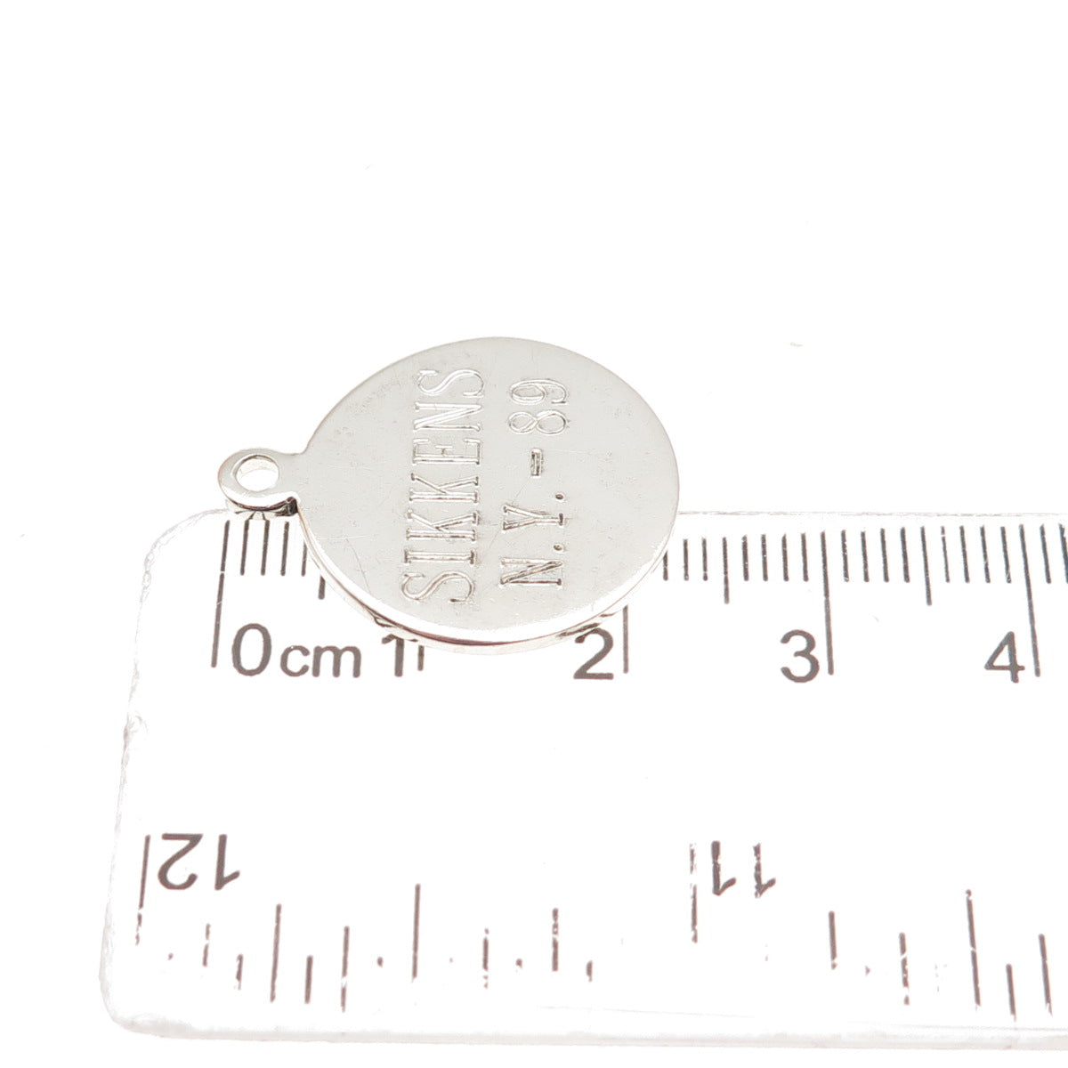 TIFFANY & CO. 925 Sterling Silver Vintage Engraved Round Tag Charm Pendant