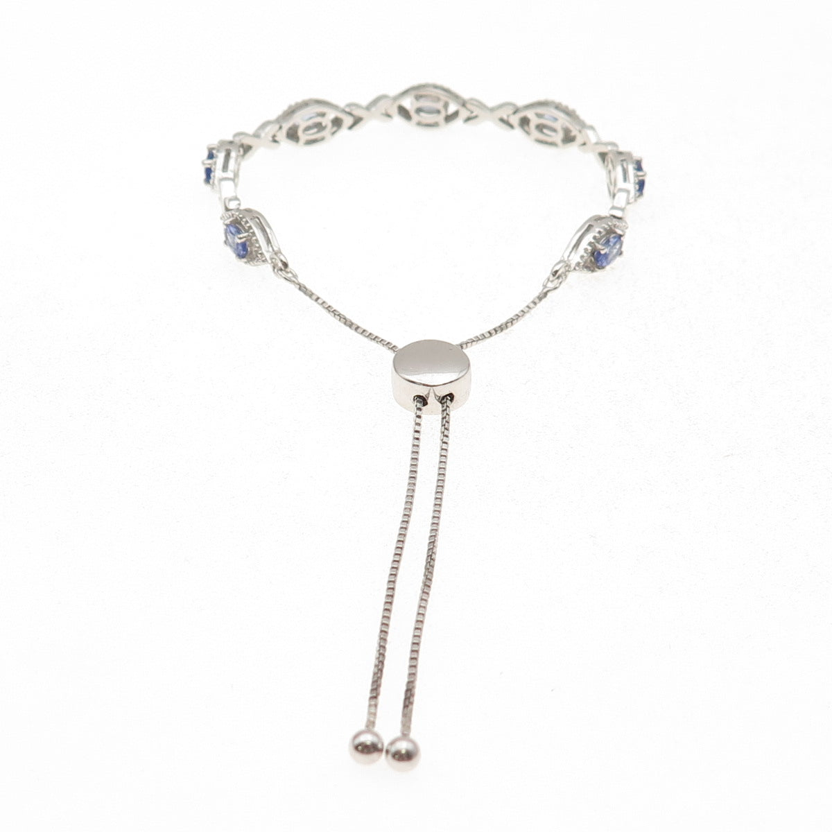 Chuck Clemency Sterling Silver Real Tanzanite Adjustable Bolo Bracelet 6-9.5"