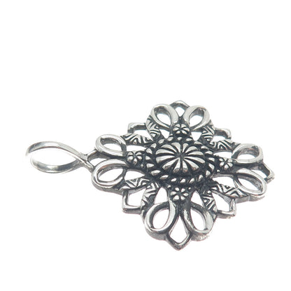 CAROLYN POLLACK 925 Sterling Silver Vintage Flower Oxidized Pendant