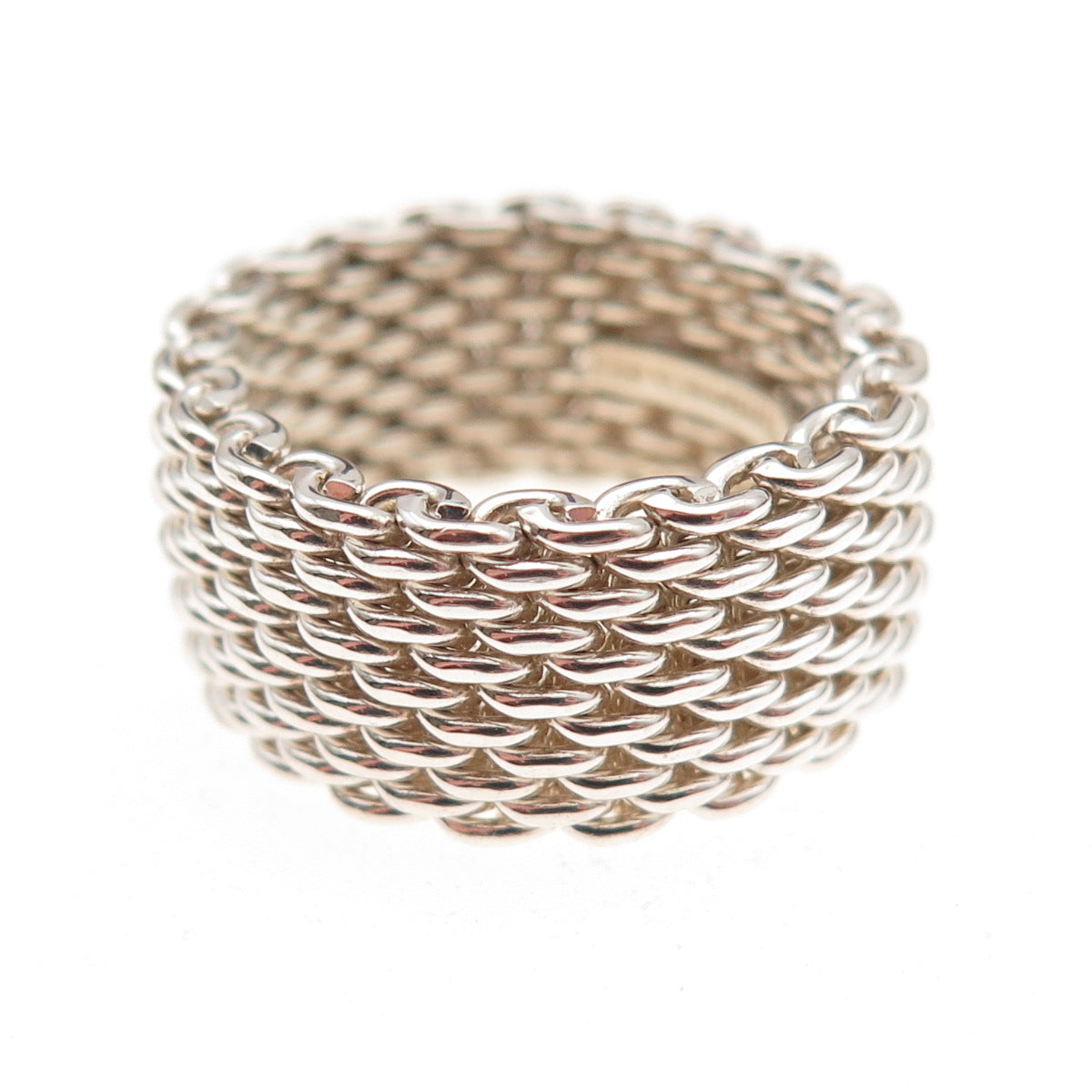Tiffany & Co. 925 Sterling Silver Vintage Somerset Mesh Ring Size 6.75