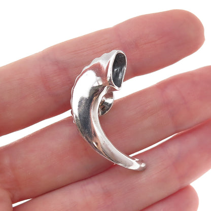 925 Sterling Silver Vintage Horn Oxidized Tie Tack / Lapel Pin