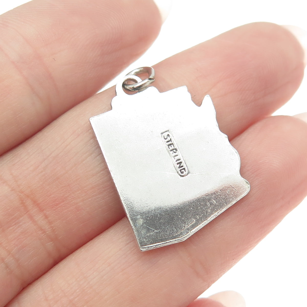 925 Sterling Silver Vintage Arizona State Map Charm Pendant