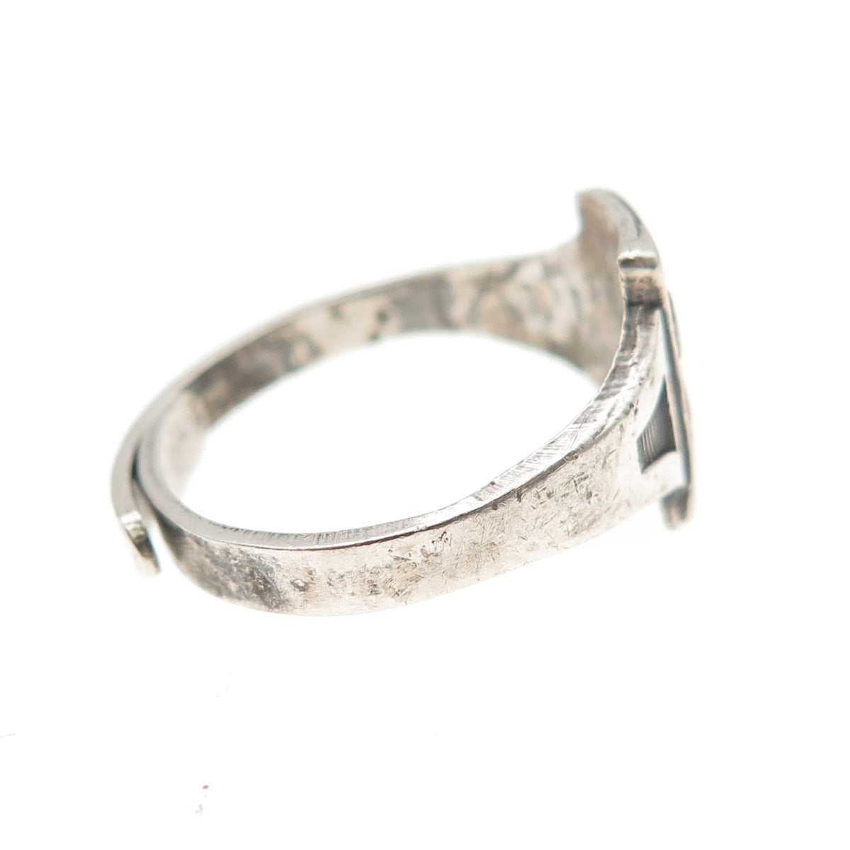 ROBBINS & CO. 925 Sterling Vintage Brownie Girl Scout Adjustable Ring Size 7.75