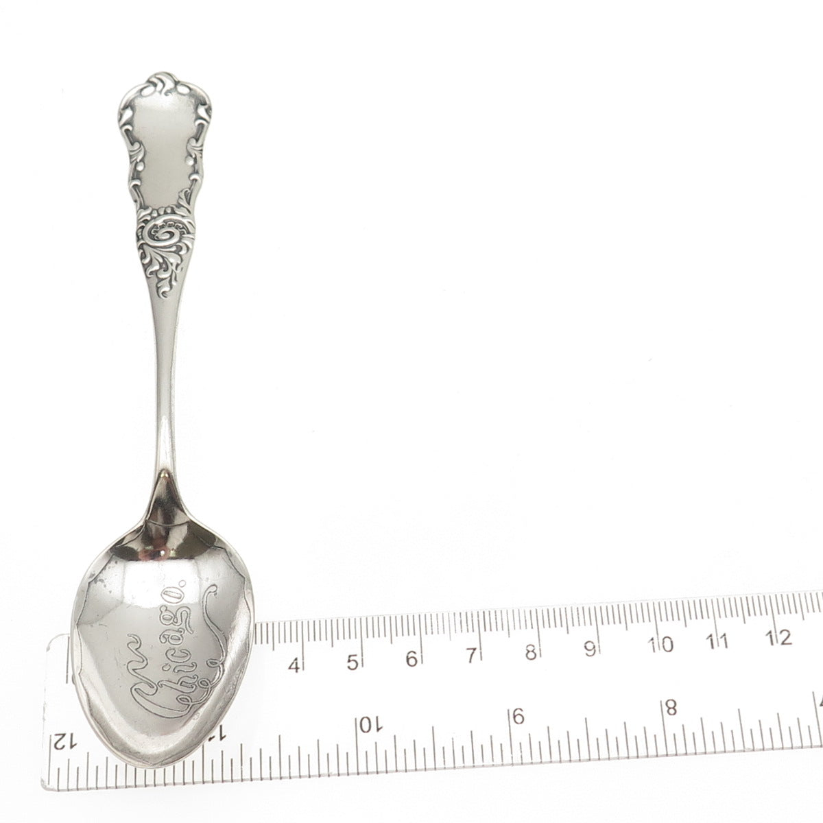 925 Sterling Silver Antique Art Deco Chicago States & Cities Coffee Spoon
