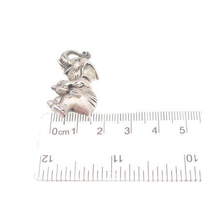 BEAU 925 Sterling Silver Vintage Elephant Oxidized Pin Brooch