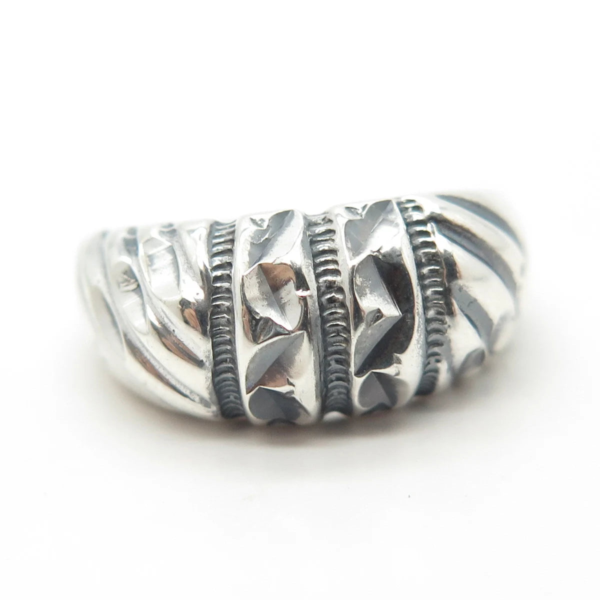 925 Sterling Silver Vintage Twisted Puffy Ring Size 5.75