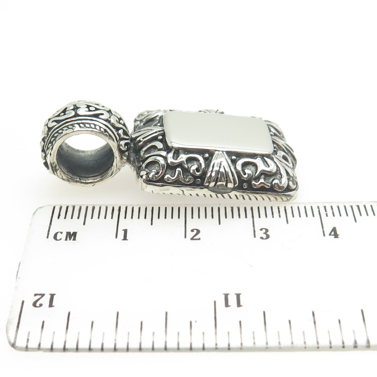 925 Sterling Silver Vintage Mexico Engravable Ornate Pendant