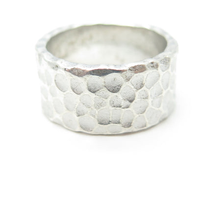 925 Sterling Silver Vintage Hammered Finish Band Ring Size 6.25
