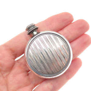900 Silver Antique Art Deco Oxidized Round Perfume Bottle