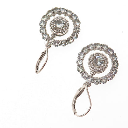 Chuck Clemency 925 Sterling Silver Real White Topaz & Tanzanite Dangle Earrings