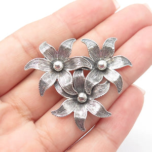 925 Sterling Silver Antique Art Deco Beau Flower Blossom Pin Brooch