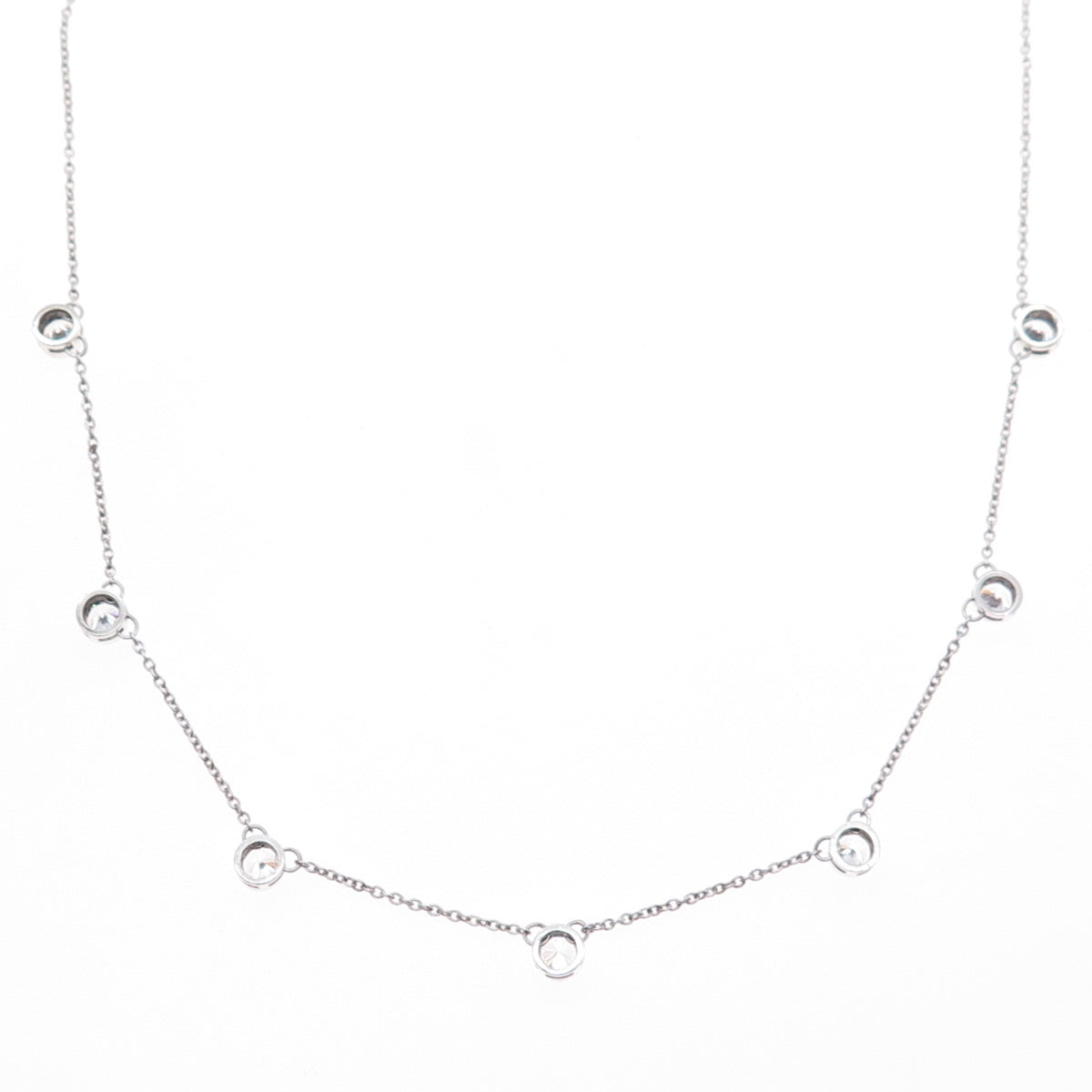 925 Sterling Silver Round-Cut C Z Station Cable Chain Necklace 16"
