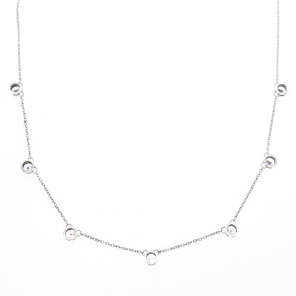 925 Sterling Silver Round-Cut C Z Station Cable Chain Necklace 16"