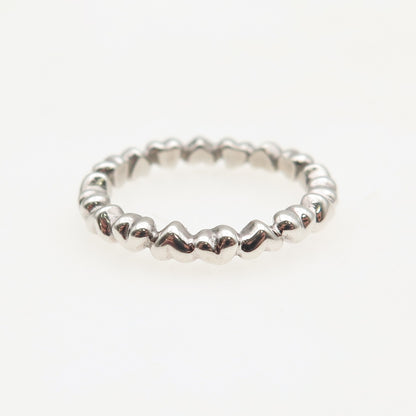 PANDORA 925 Sterling Silver Row of Hearts All Around Band Ring Size 5.25