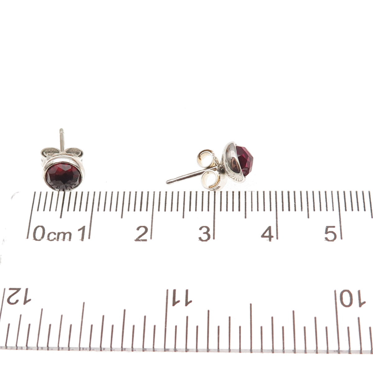 Pandora 925 Sterling Silver Real Red Garnet January Birthstone Stud Earrings