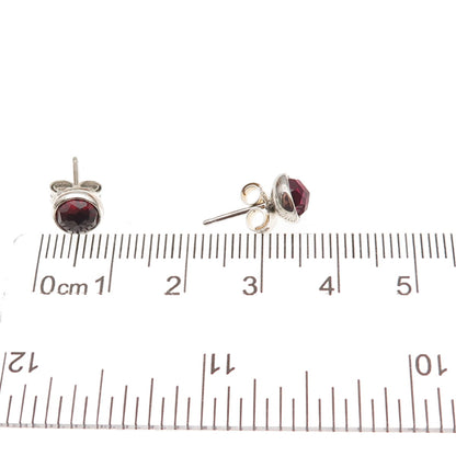 Pandora 925 Sterling Silver Real Red Garnet January Birthstone Stud Earrings