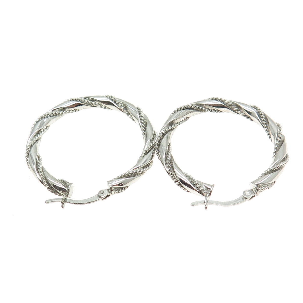 HAN 925 Sterling Silver Twisted Rope Hoop Earrings