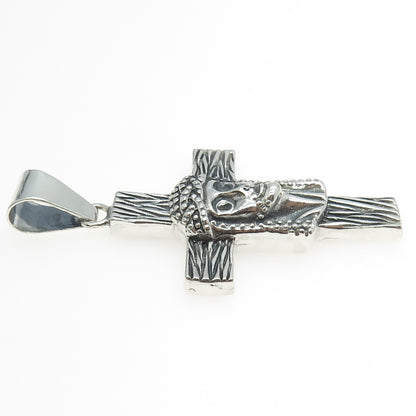 950 Silver Vintage Jesus Cross Oxidized Pendant