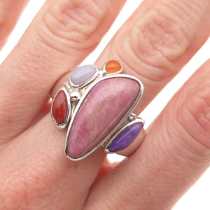 Whitney Kelly Sterling Silver Vintage Real Multi-Gem Modernist Ring Size 11.25