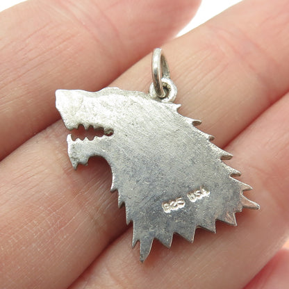 925 Sterling Silver Vintage USA Game of Thrones Stark Wolf Pendant