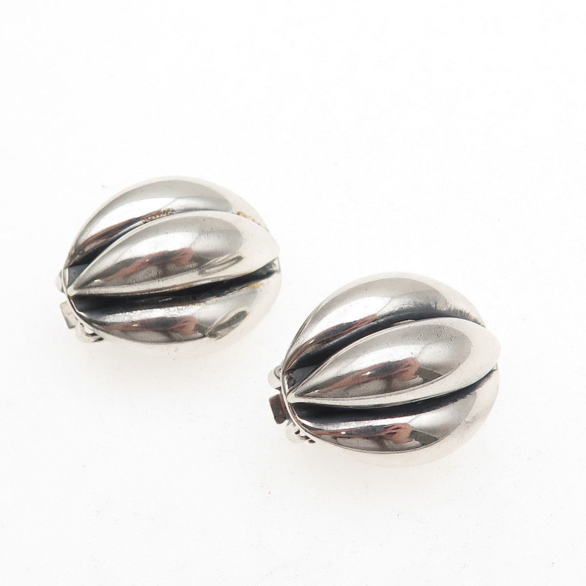 Danecraft 925 Sterling Silver Vintage Modernist Oxidized Clip On Earrings