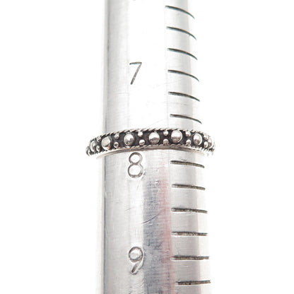 925 Sterling Silver Vintage Dotted Oxidized Band Ring Size 7.75