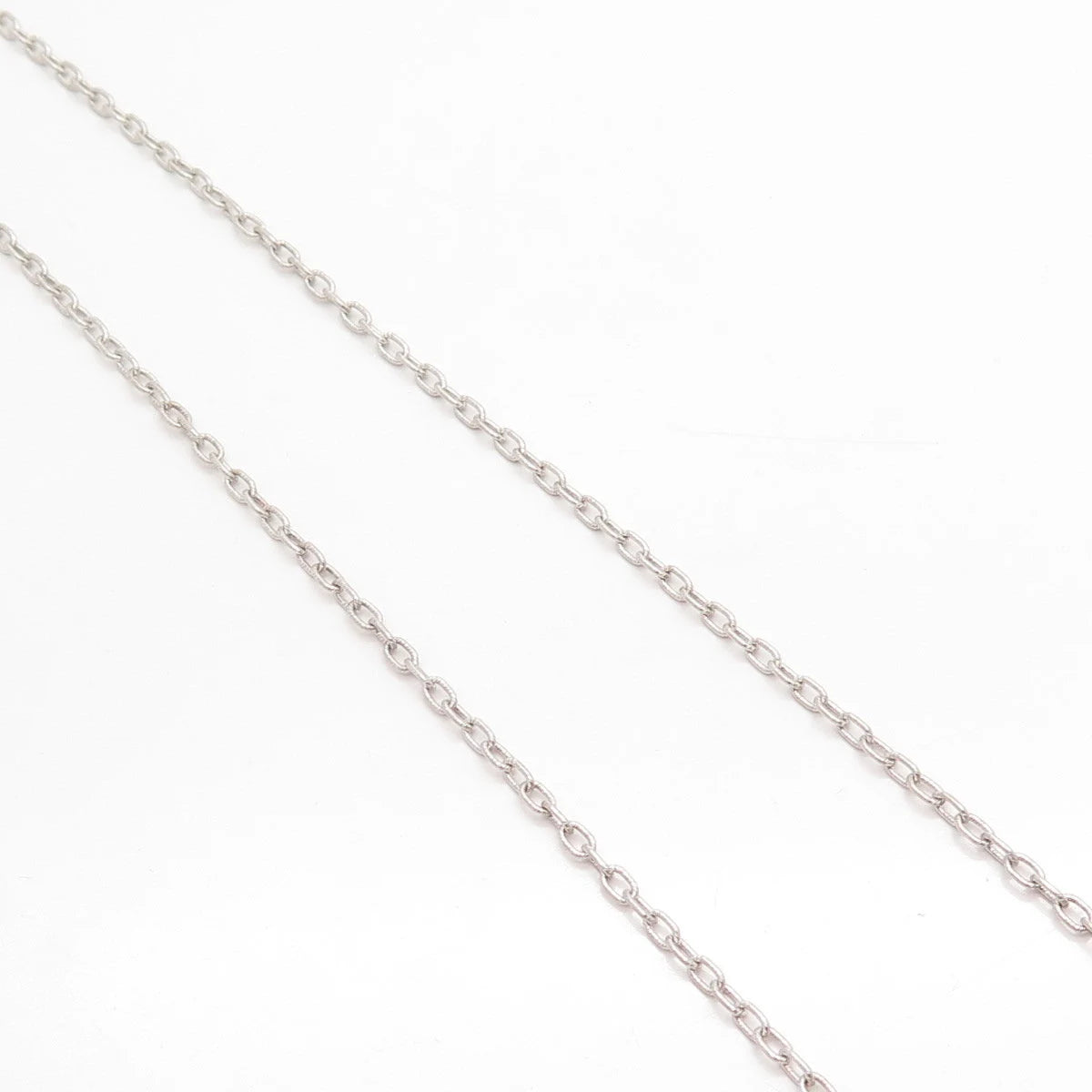 925 Sterling Silver Vintage Real White Sapphire Circle Cable Chain Necklace 16"