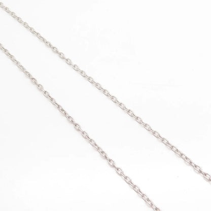 925 Sterling Silver Vintage Real White Sapphire Circle Cable Chain Necklace 16"