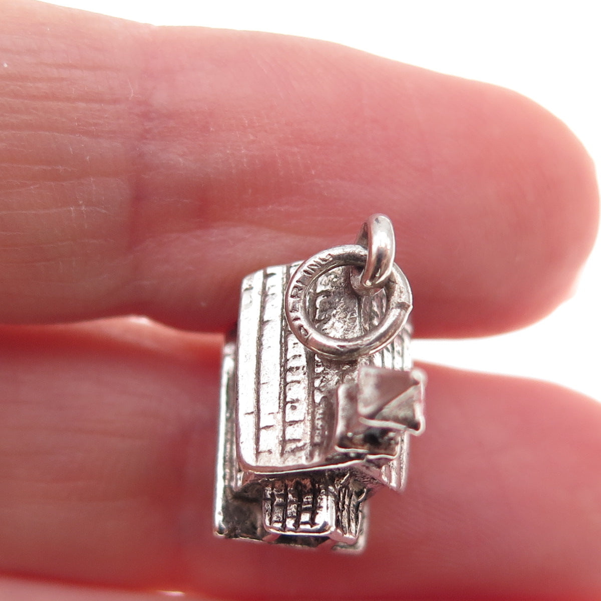 Felchcraft 925 Sterling Silver Antique Art Deco Church Oxidized 3D Charm Pendant