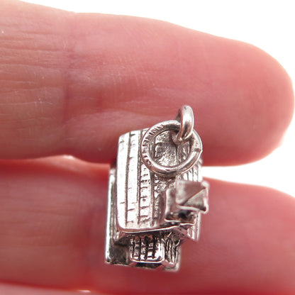 Felchcraft 925 Sterling Silver Antique Art Deco Church Oxidized 3D Charm Pendant