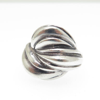 925 Sterling Silver Vintage Modernist Ribbed Oxidized Ring Size 7.5