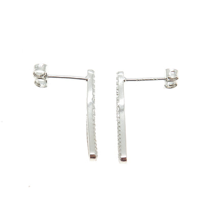 925 Sterling Silver Round-Cut Shaped C Z Drop Earrings