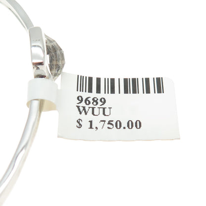 CHARLES GARNIER Sterling Silver Real Clear Quartz Station Bangle Bracelet 7.75"