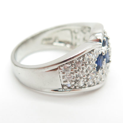 ROSS SIMONS 925 Sterling Silver Lab-Created Sapphire & C Z Ring Size 8.25