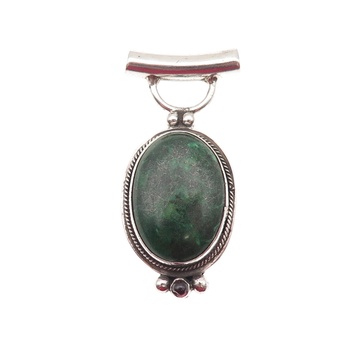 925 Sterling Silver Vintage Real Cabochon Eilat Modernist Slide Pendant
