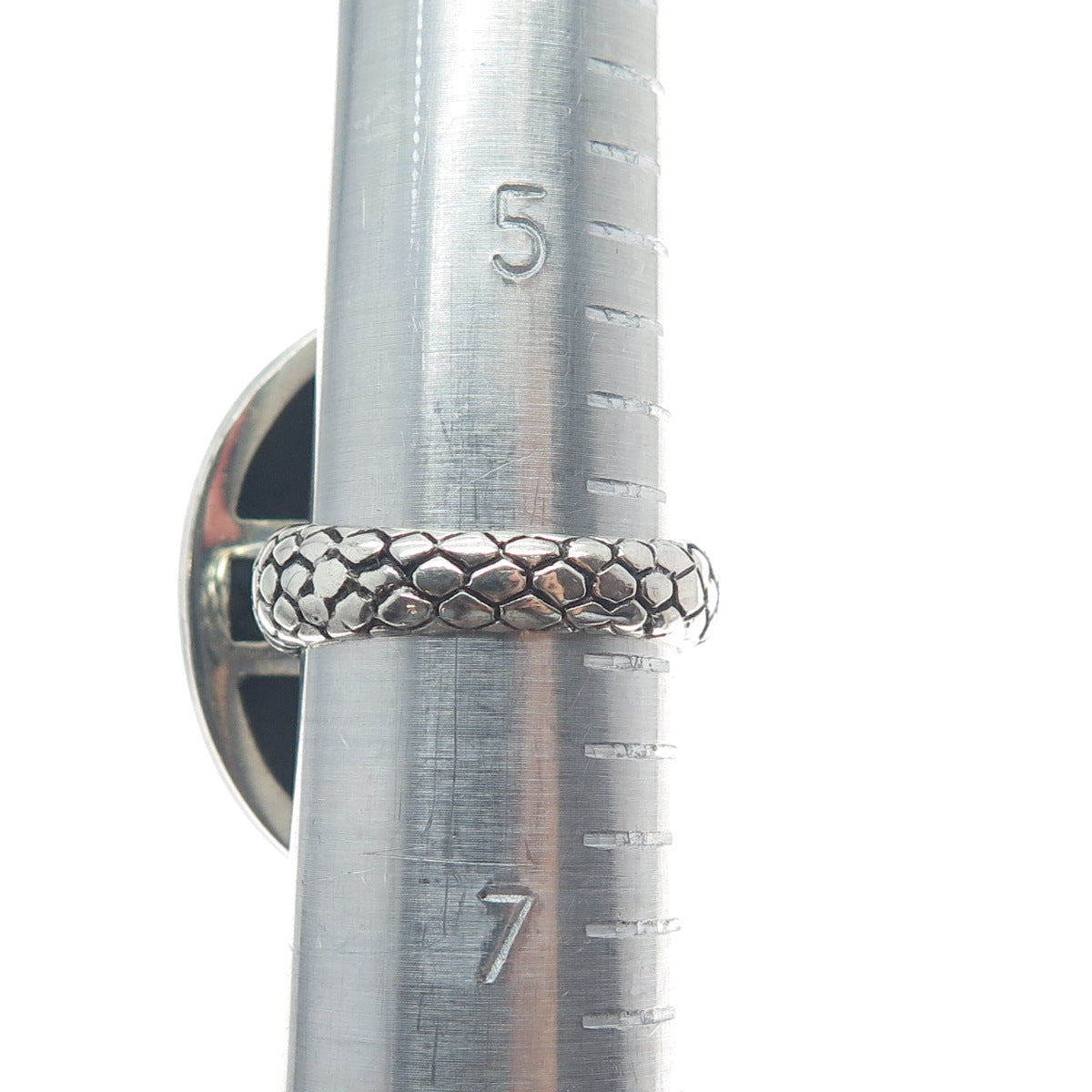 925 Sterling Silver Real Tyrone Turquoise & Black Onyx Snake Skin Ring Size 6.25