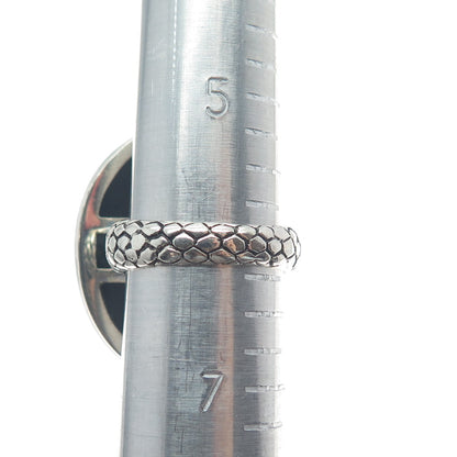 925 Sterling Silver Real Tyrone Turquoise & Black Onyx Snake Skin Ring Size 6.25