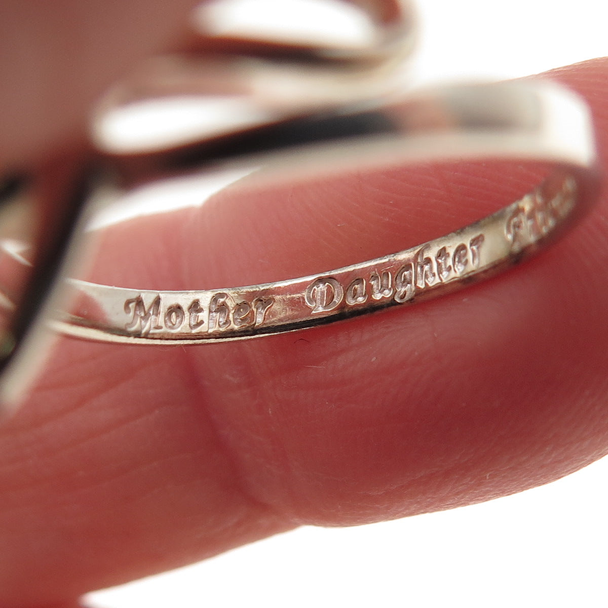 925 Sterling Silver Vintage Mother Daughter Friends Heart Infinity Ring Size 8.5