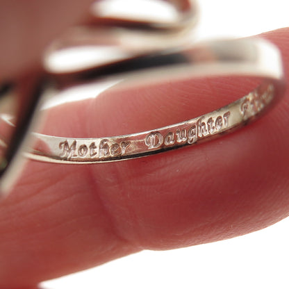 925 Sterling Silver Vintage Mother Daughter Friends Heart Infinity Ring Size 8.5