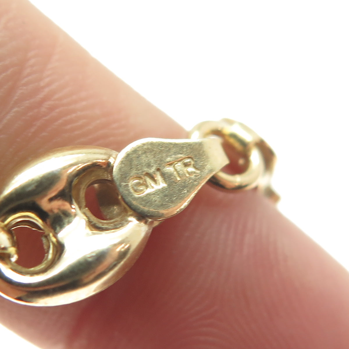 925 Sterling Silver Gold Plated Anchor Mariner Link Anklet / Bracelet 9"