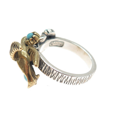 CAROLYN POLLACK FRITZ Sterling Vintage Real Multi-Gem Hummingbird Ring Size 6.25