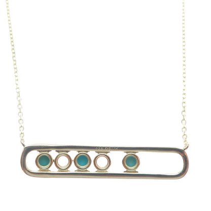 DSMK 925 Sterling Gold Plated Real Turquoise & C Z Cable Chain Necklace 18-20"