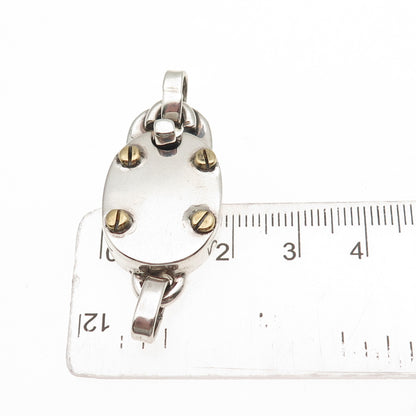 925 Sterling Silver 2-Tone Vintage Mexico Bracelet / Necklace Box Lock Clasp