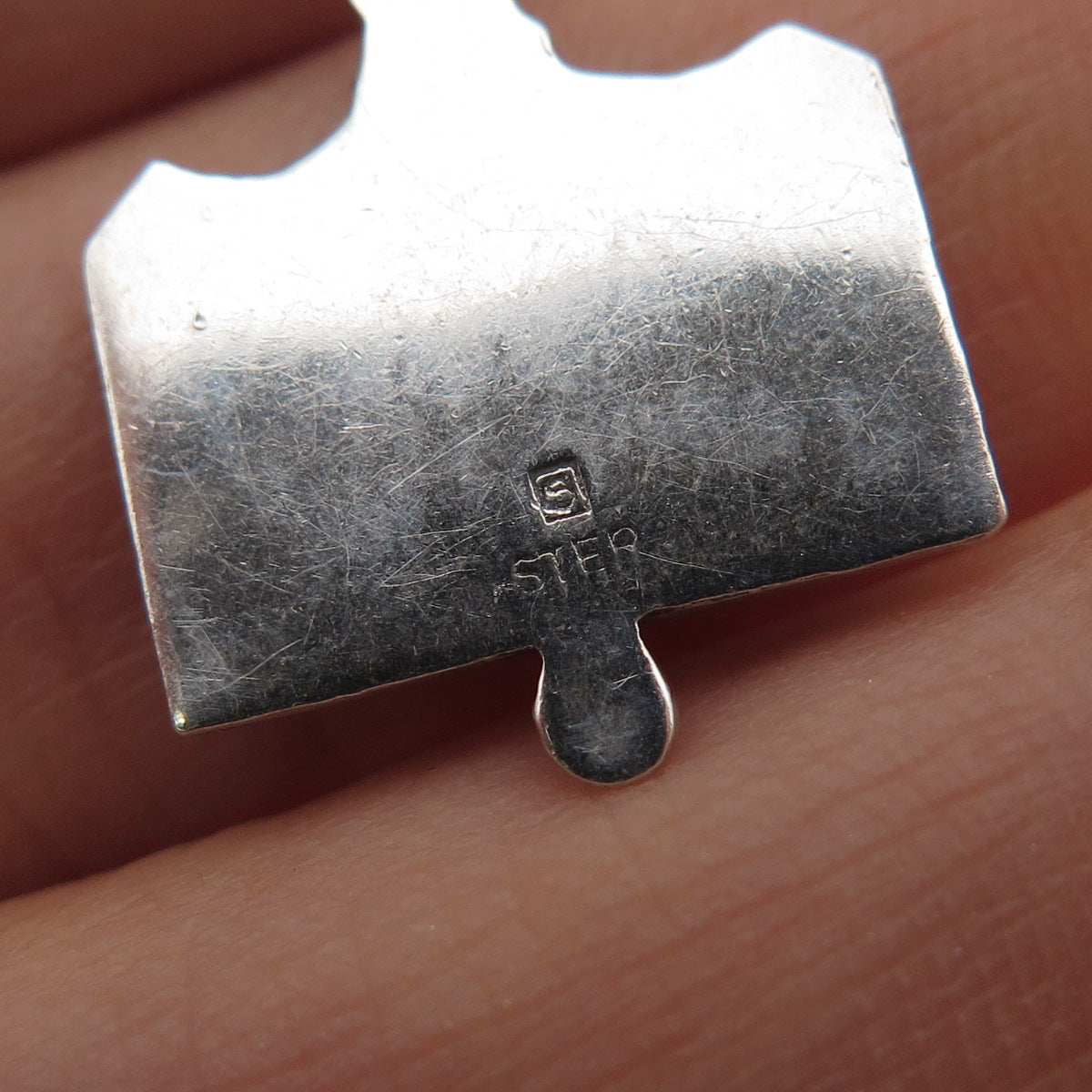 925 Sterling Silver Vintage Perfect Attendance Oxidized Mini Charm Pendant