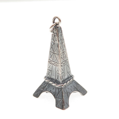 LANCOME Paris 925 Sterling Silver Vintage Eiffel Tower Oxidized 3D Pendant