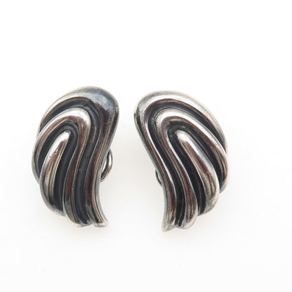 TIFFANY & CO. 925 Sterling Silver Vintage Italy Wings Oxidized Clip On Earrings